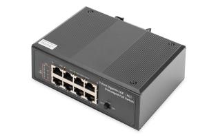 Industrial 7-port Gigabit PoE+Switch+1 PD-port IEEE802.3af/at, DIN rail, extended temp.range