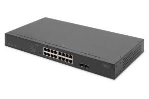 Gigabit switch - 16-Port  19 Zoll, unmanaged,2 Uplink Ports, SFP