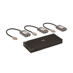 Tripp Lite 4-Port HDMI over CAT6 Extender Kit, Splitter/3x Pigtail Receivers - 4K 60 Hz, HDR, 4:4:4, PoC, 230 ft. (70.1 m), TAA