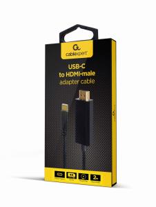 USB-C to HDMI-male adapter, 4K 60Hz, 2m - Black