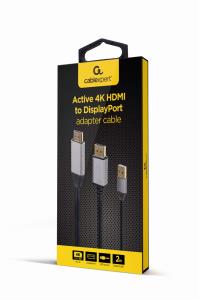Active 4K HDMI Male to DisplayPort Male Adapter Cable, 2m - Black