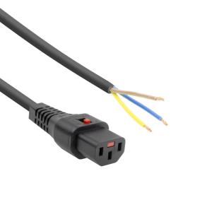 Powercord C13 IEC Lock - Open End Black 3m PC979 5-Pack