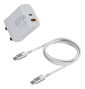 Wall Charger Ultra Essential Xec067cg Gan 67w + USB-c Cable White