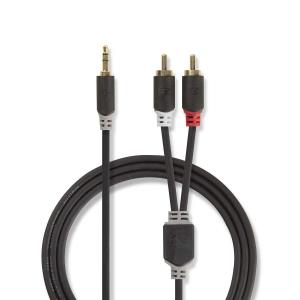 Cable Stereo Audio - 3.5mm Male To 2 X Rca Male - 0.5m - Anthracite