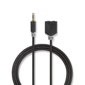 Cable Stereo Audio - 3.5mm Male To 2 X 3.5mm Female - 0.2m - Anthracite